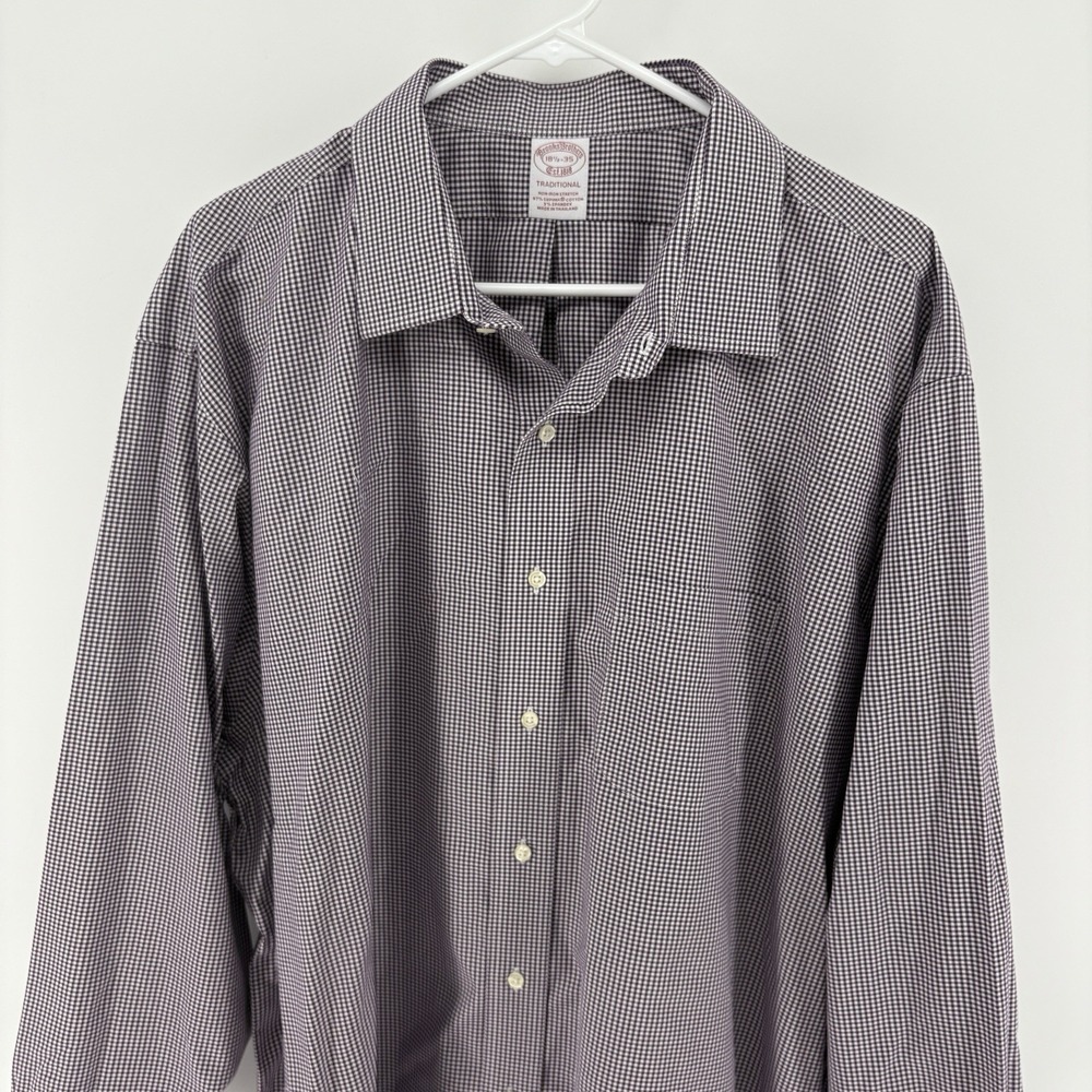 Brooks Brothers 18.5 35 Traditional Fit Supima Cotton Non Iron Gingham Men XXL
